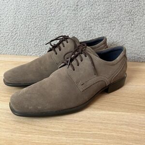 ECCO Shoes Mens Size‎ 44 Suede Leather Dress Lace Up Comfort Shock Point Sole